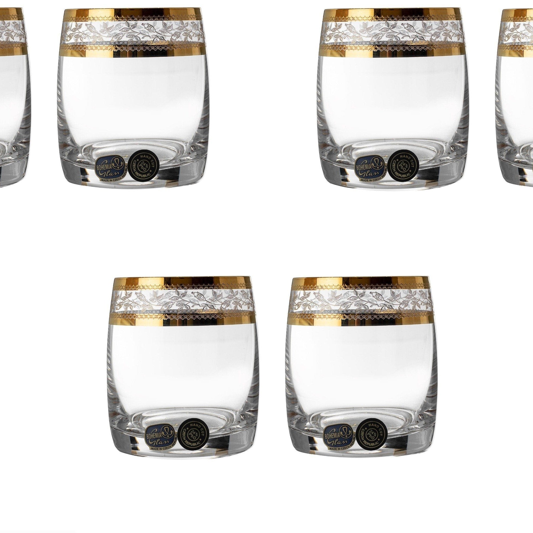 Bohemia Crystal - Tumbler Glass Set 6 Pieces - Gold - 290ml - 2700010031