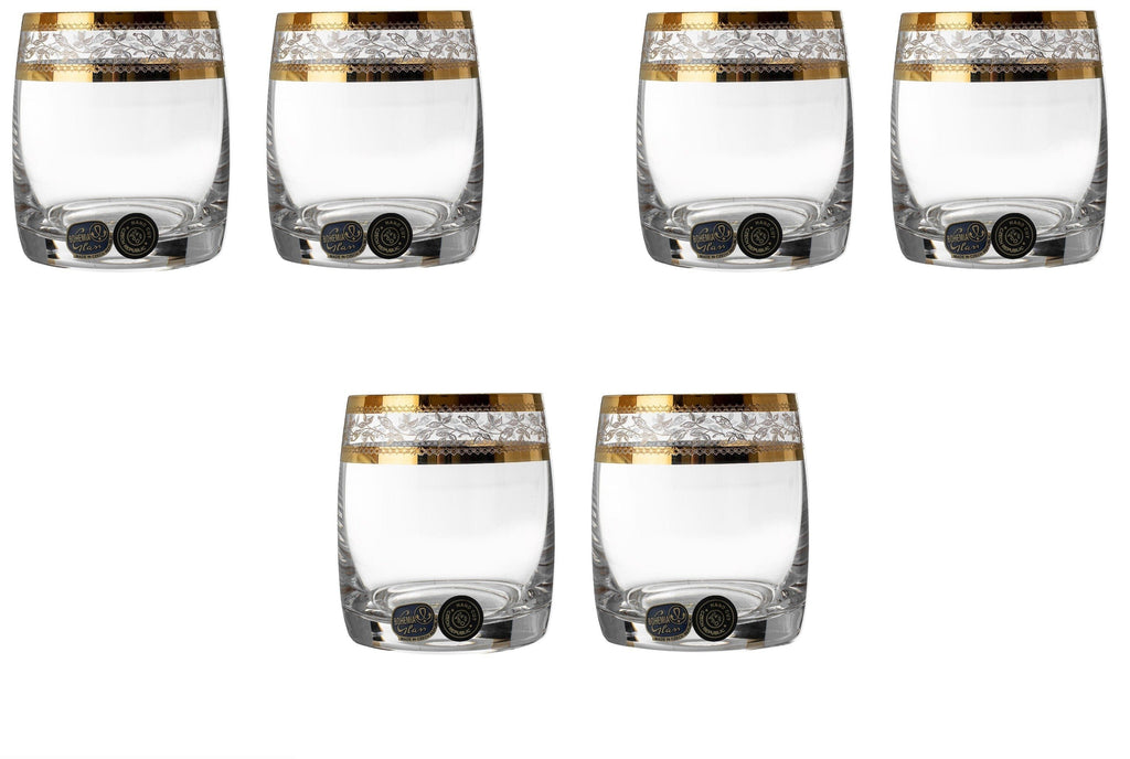 Bohemia Crystal - Tumbler Glass Set 6 Pieces - Gold - 290ml - 2700010031