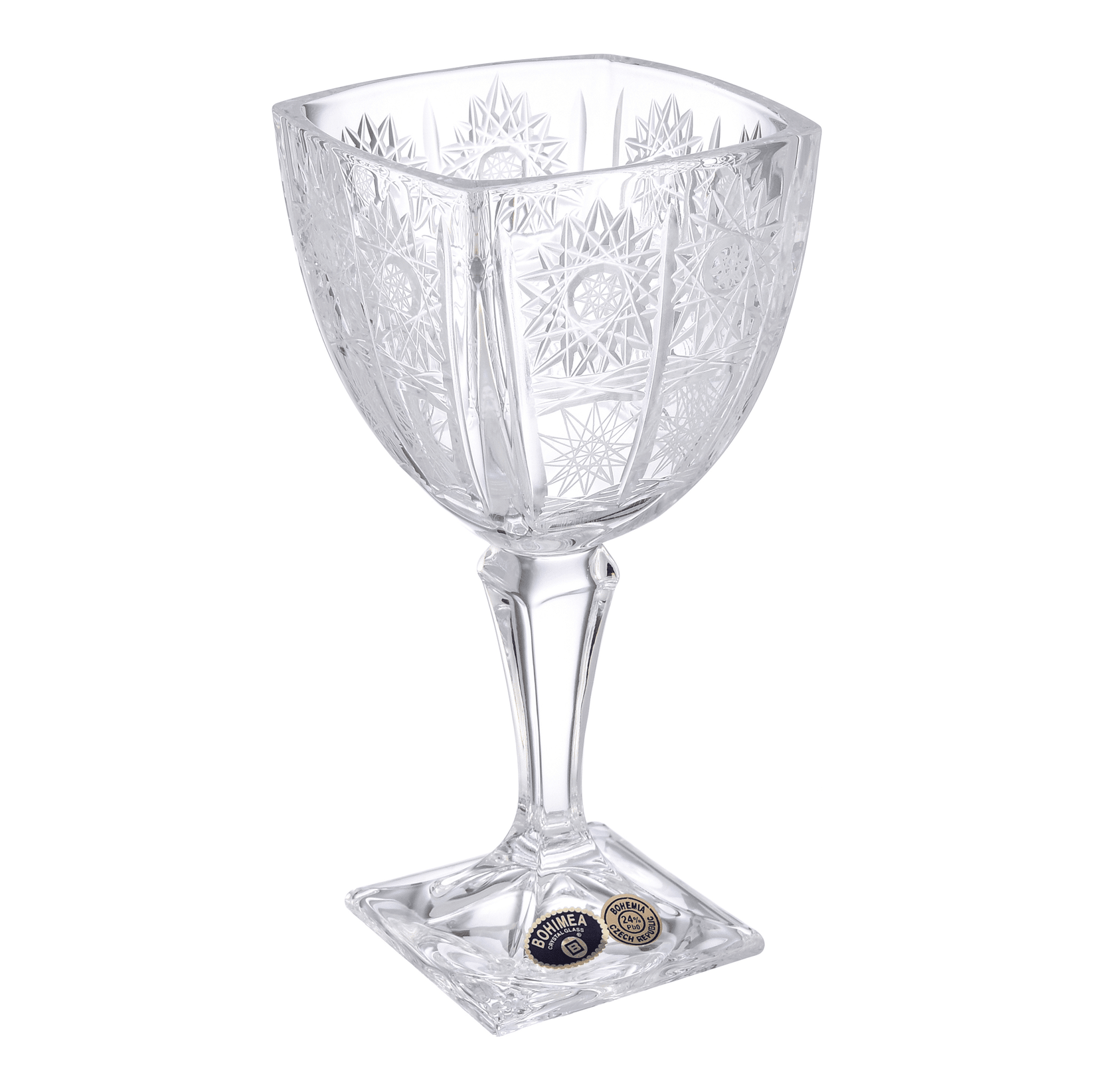 Bohemia Crystal - Square Goblet Glass Set 6 Pieces - 270ml - Crystal