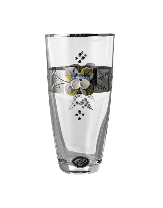 Bohemia Crystal - Highball Glass Set 6 Pieces - Flowers & Silver - 320ml - 2700010274