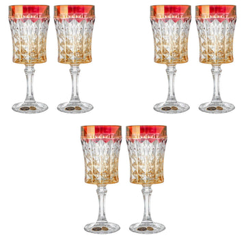 Bohemia Crystal - Goblet Glass Set 6 Pieces - Gold & Red - 200ml - 2700010449
