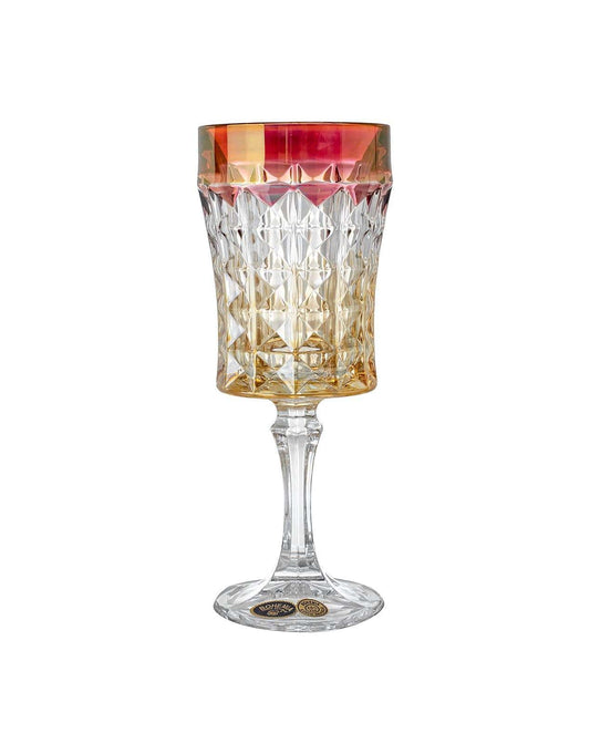 Bohemia Crystal - Goblet Glass Set 6 Pieces - Gold & Red - 200ml - 2700010449