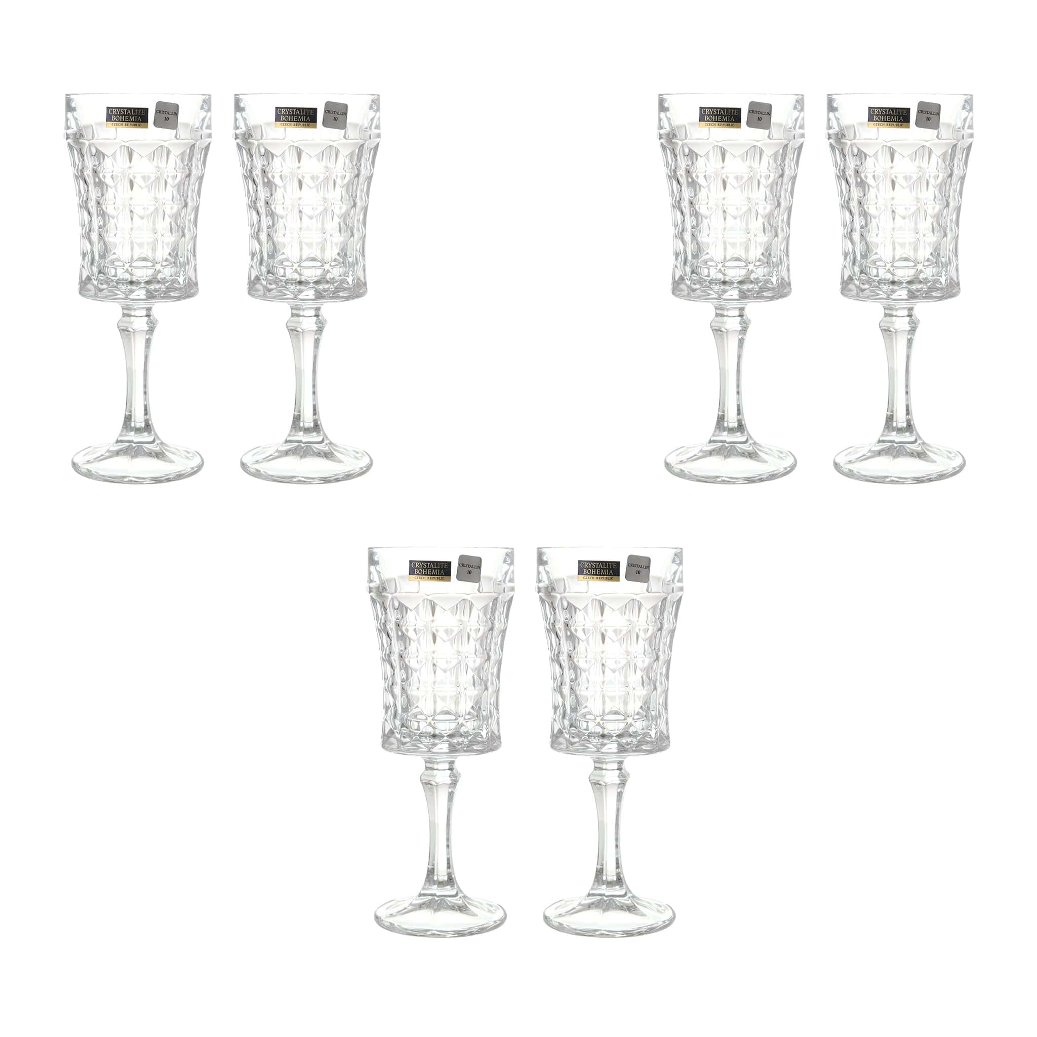 Bohemia Crystal - Goblet Diamond Glass Set 6 Pieces - 200ml - 270006831