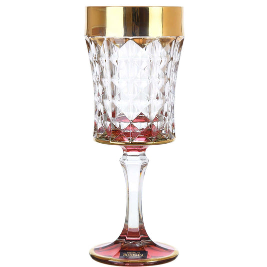 Bohemia Crystal - Goblet Glass Set 6 Pieces - Gold & Red - 200ml - 2700010489