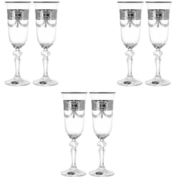 Bohemia Crystal - Flute Glass Set 6 Pieces - Silver - 150ml - 2700010642