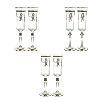 Bohemia Crystal - Flute Glass Set 6 Pieces - Silver - 150ml - 2700010644