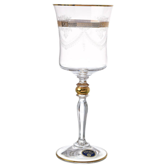 Bohemia Crystal - Goblet Glass Set 6 Pieces - Gold - 250ml - 2700010646