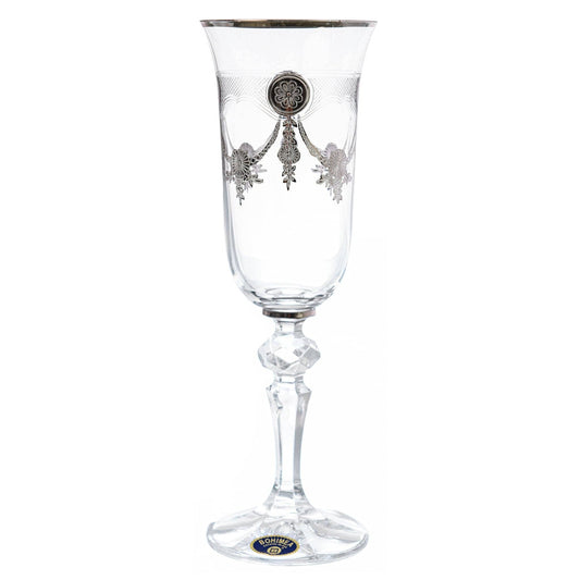 Bohemia Crystal - Flute Glass Set 6 Pieces - Silver - 150ml - 2700010648