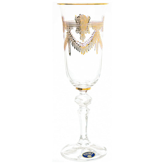 Bohemia Crystal - Flute Glass Set 6 Pieces - Gold - 150ml - 2700010651