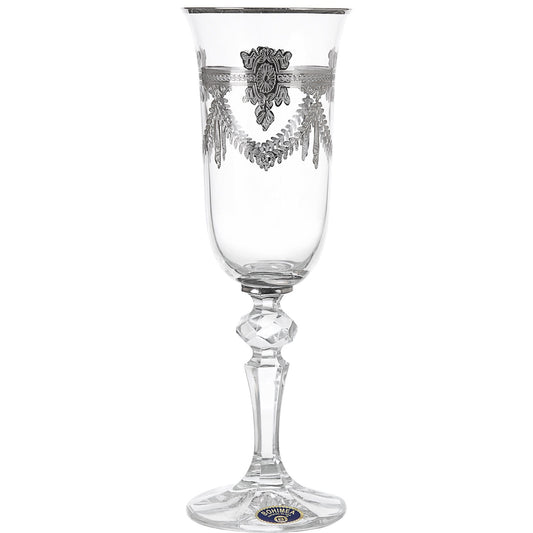 Bohemia Crystal - Flute Glass Set 6 Pieces - Silver - 150ml - 2700010652