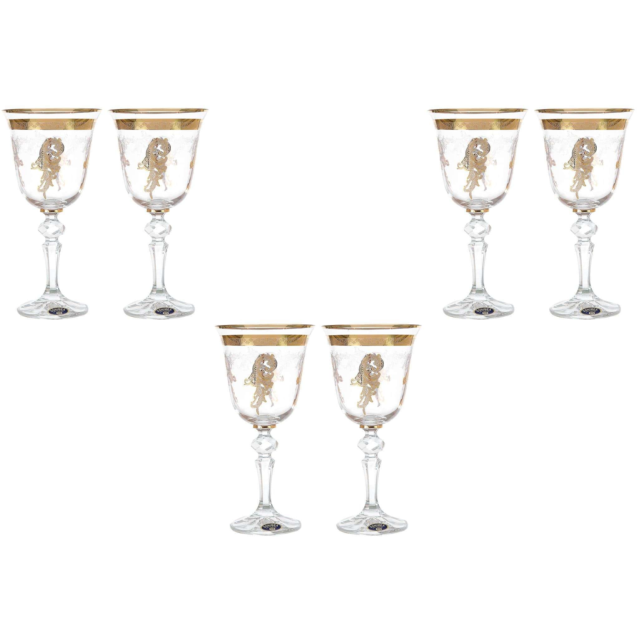 Bohemia Crystal - Goblet Glass Set 6 Pieces - Gold - 220ml - 2700010659