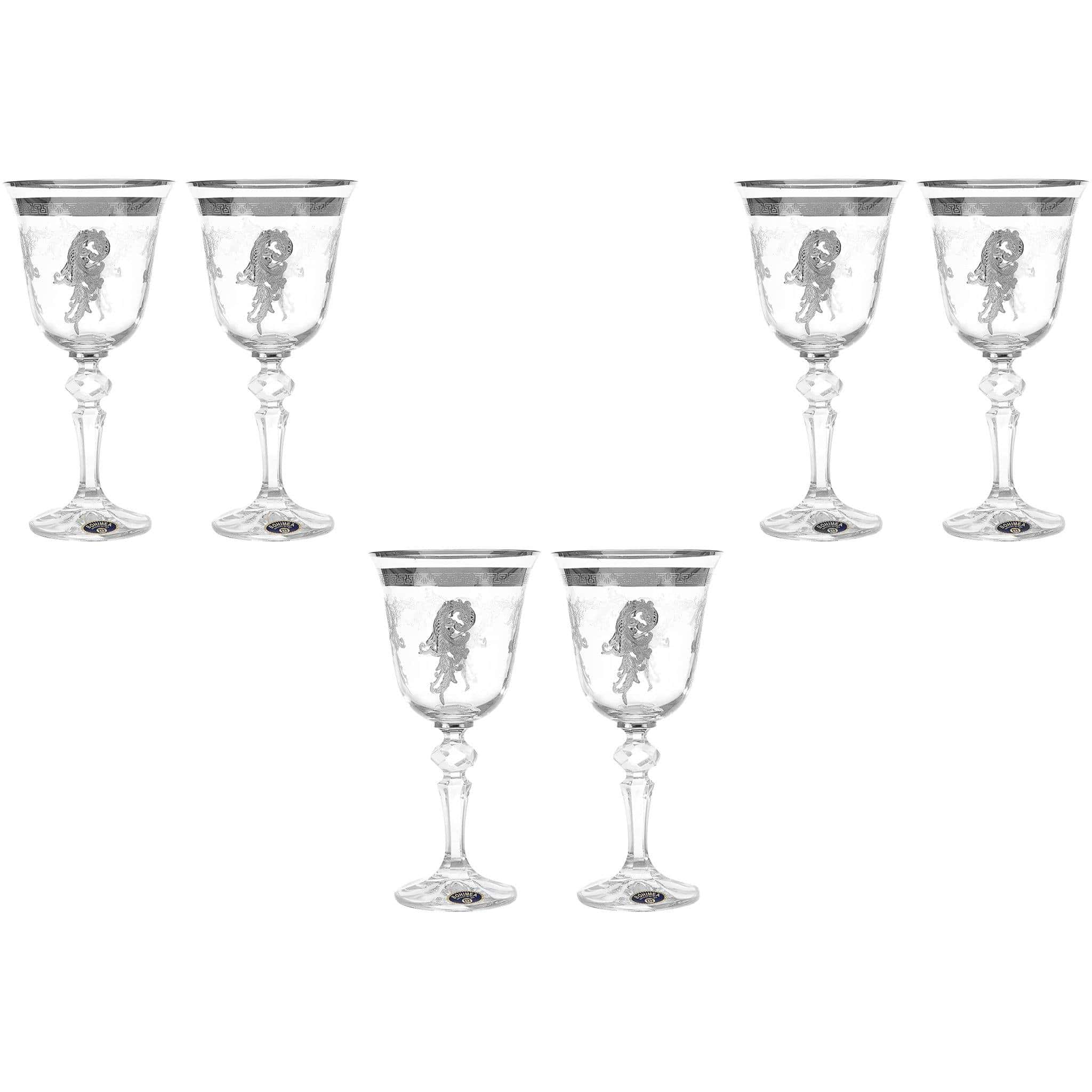 Bohemia Crystal - Goblet Glass Set 6 Pieces - Silver - 220ml - 2700010660
