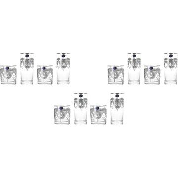 بوهيميا كريستال - طقم أكواب زجاج 12 قطعة - فضي - 300 مل و 280 مل - 2700010704
