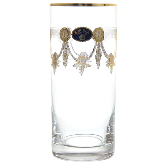 Bohemia Crystal - Highball & Tumbler Glass Set 12 Pieces - Gold - 300ml & 280ml - 2700010708