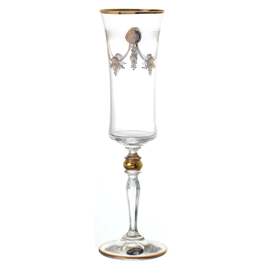 Bohemia Crystal - Flute Glass Set 6 Pieces - Gold - 150ml - 2700010730
