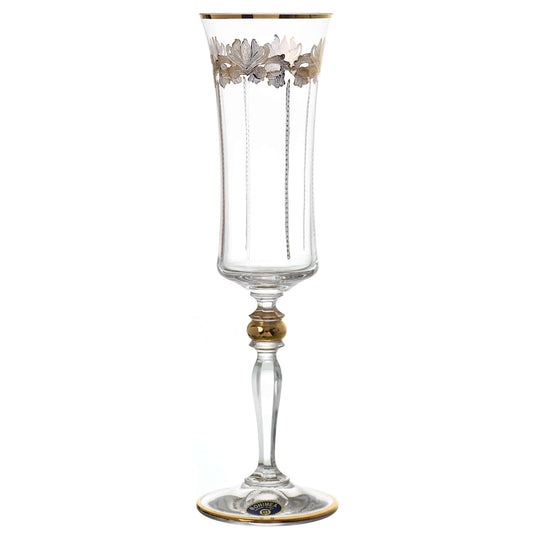 Bohemia Crystal - Flute Glass Set 6 Pieces - Gold - 150ml - 2700010733