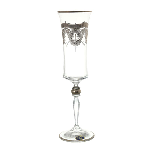 Bohemia Crystal - Flute Glass Set 6 Pieces - Silver - 150ml - 2700010740