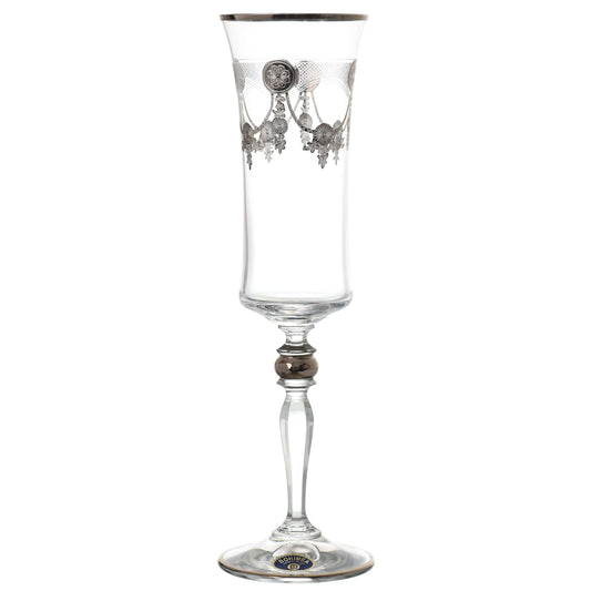 Bohemia Crystal - Flute Glass Set 6 Pieces - Silver - 150ml - 2700010741