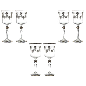 Bohemia Crystal - Goblet Glass Set 6 Pieces - Silver - 220ml - 2700010742