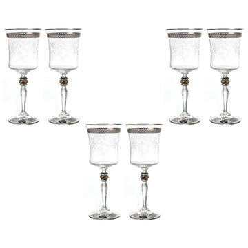Bohemia Crystal - Goblet Glass Set 6 Pieces - Silver - 220ml - 2700010747