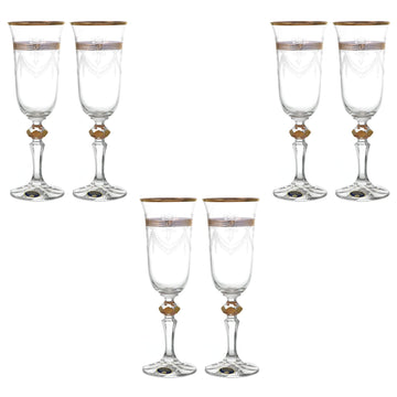 Bohemia Crystal - Flute Glass Set 6 Pieces - Gold - 150ml - 2700010756