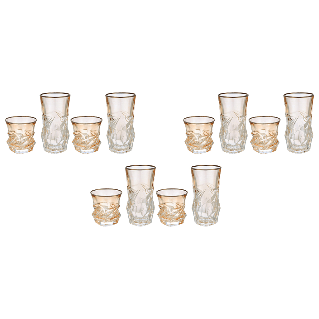 Highball & Tumbler Glass Set 12 Pieces - Honey & Silver- 250&200ml - 2700010945