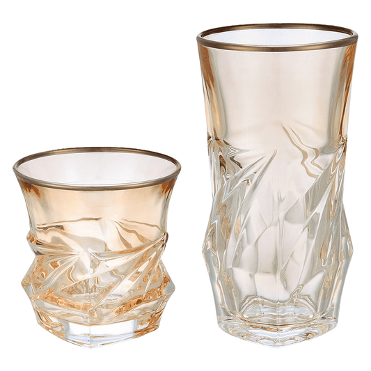 Highball & Tumbler Glass Set 12 Pieces - Honey & Gold - 250&220ml - 2700010946