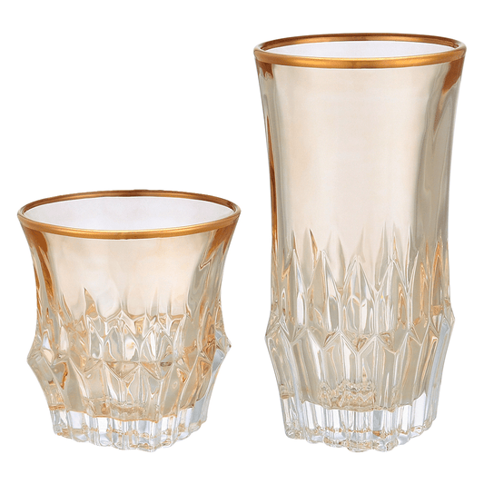 Highball & Tumbler Glass Set 12 Pieces - Honey & Gold - 250&220ml - 2700010949