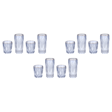 Highball & Tumbler Glass Set 12 Pieces - Blue & Silver - 250&220ml - 2700010952