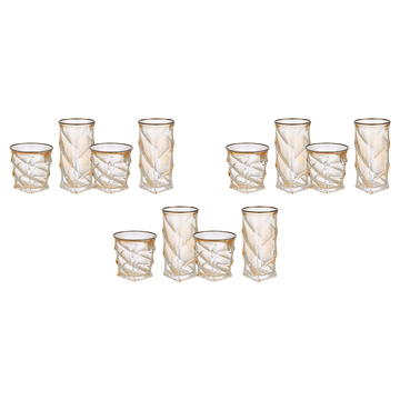 Highball & Tumbler Glass Set 12 Pieces - Honey & Silver - 250&220ml - 2700010955