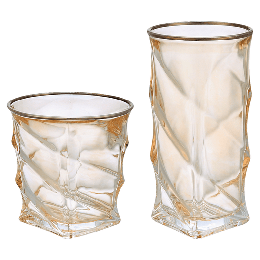 Highball & Tumbler Glass Set 12 Pieces - Honey & Silver - 250&220ml - 2700010955
