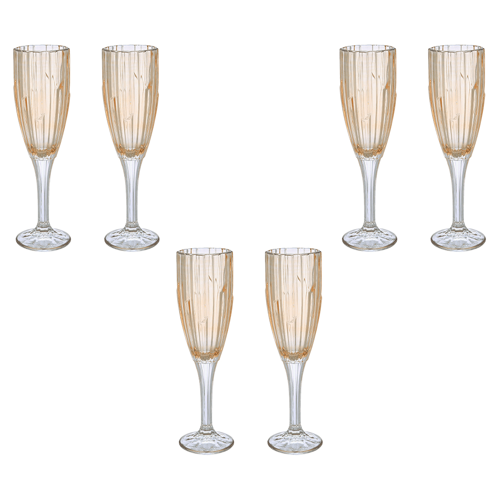 Flute Glass Set 6 Pieces - Honey & Silver - 120ml - 2700010963