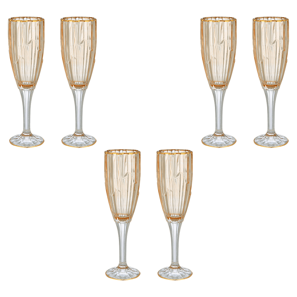 Flute Glass Set 6 Pieces - Honey & Gold - 120ml - 2700010964