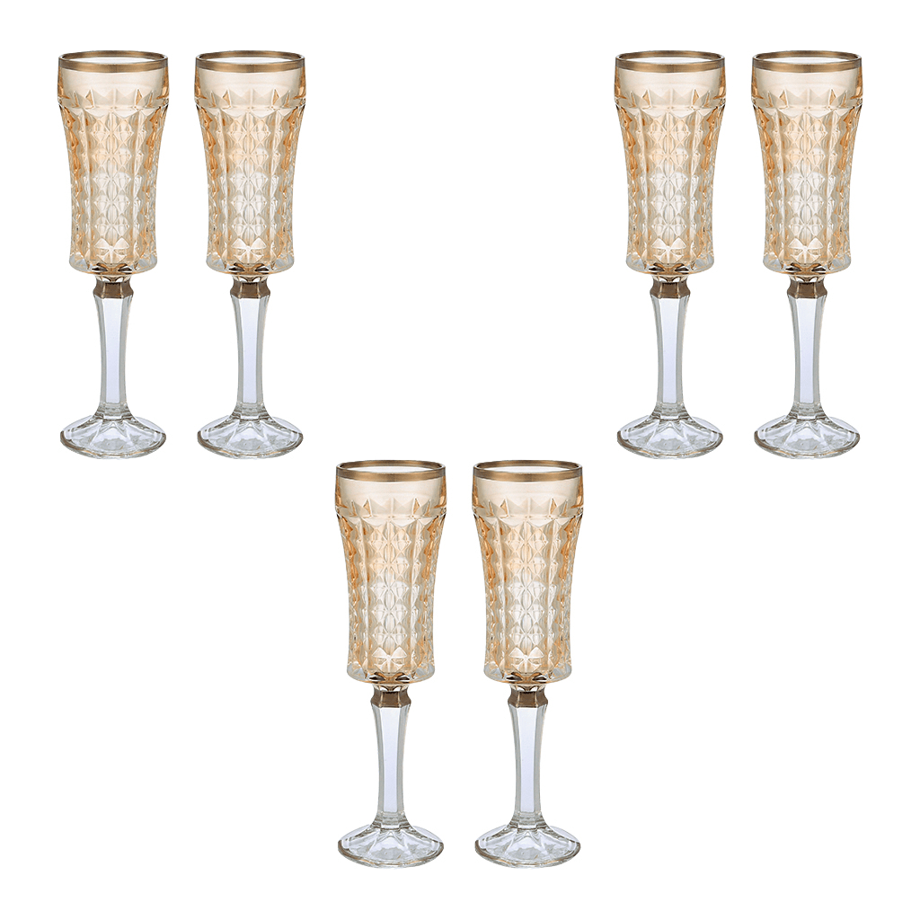 Flute Glass Set 6 Pieces - Honey & Silver - 120ml - 2700010967