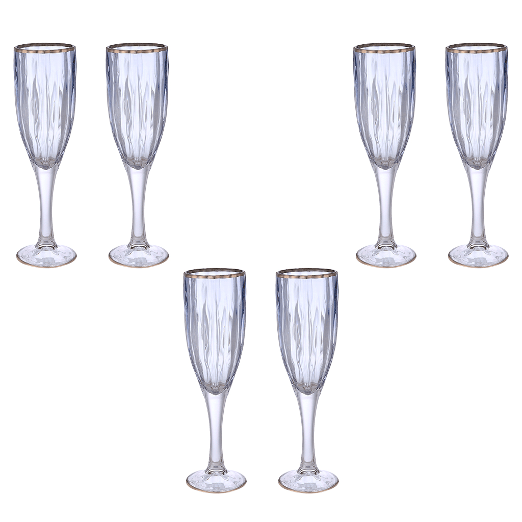 Flute Glass Set 6 Pieces - Honey & Silver - 120ml - 2700010972