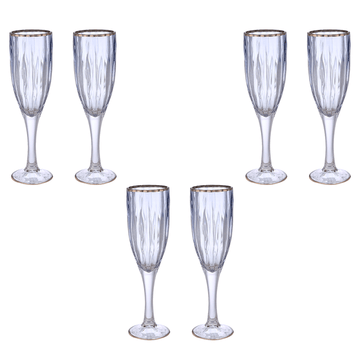 Flute Glass Set 6 Pieces - Honey & Silver - 120ml - 2700010972