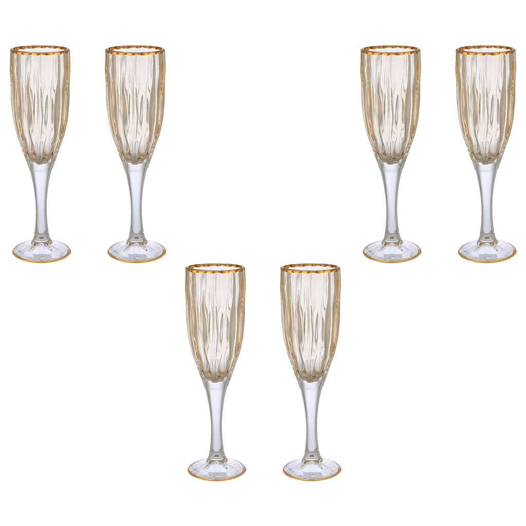 Flute Glass Set 6 Pieces - Honey & Gold - 120ml - 2700010973