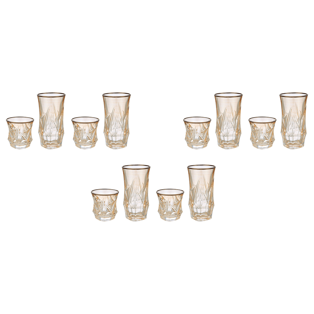 Highball & Tumbler Glass Set 12 Pieces - Honey & Silver - 250&220ml - 2700010987