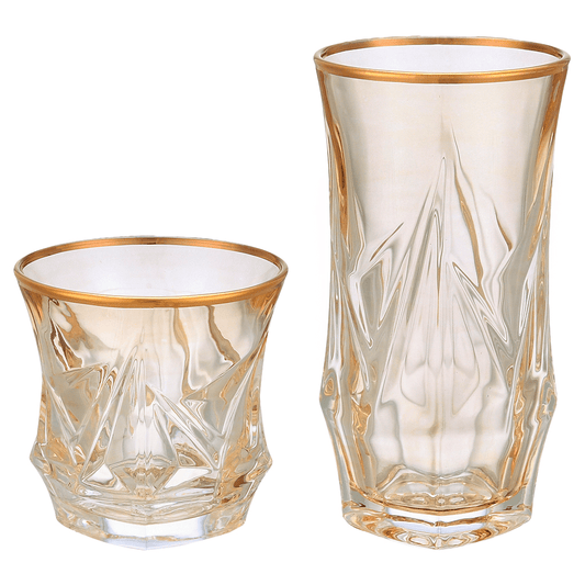 Highball & Tumbler Glass Set 12 Pieces - Honey & Gold - 250&220ml - 2700010990