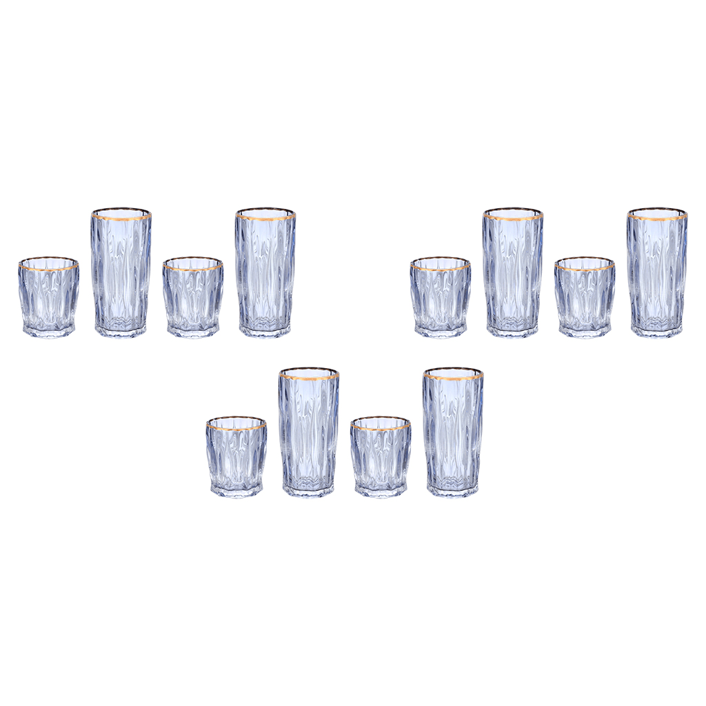 Highball & Tumbler Glass Set 12 Pieces - Blue & Gold - 250&220ml - 2700010995