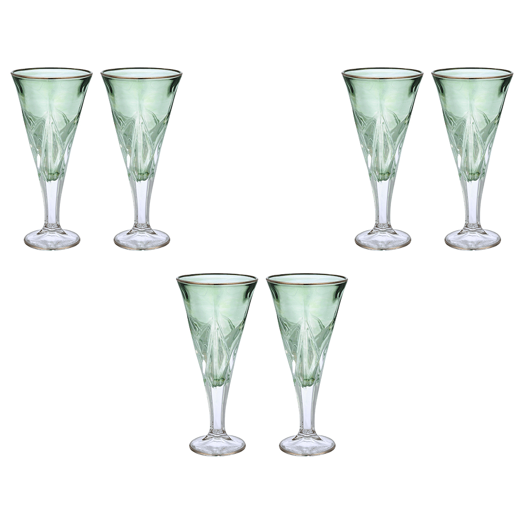Goblet Glass Set 6 Pieces - Green & Silver - 250ml - 2700010998