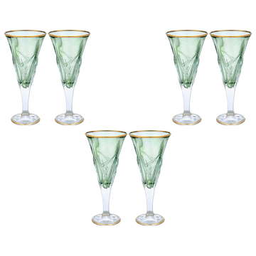 Goblet Glass Set 6 Pieces - Green & Gold - 250ml - 2700010999