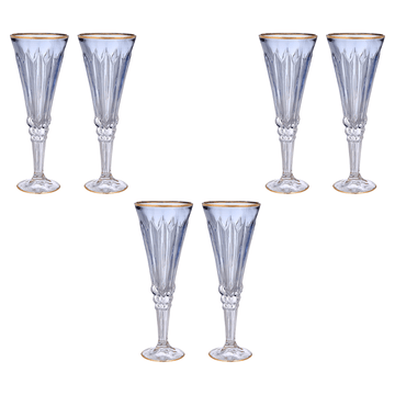 Flute Glass Set 6 Pieces - Blue & Gold - 120ml - 2700011000