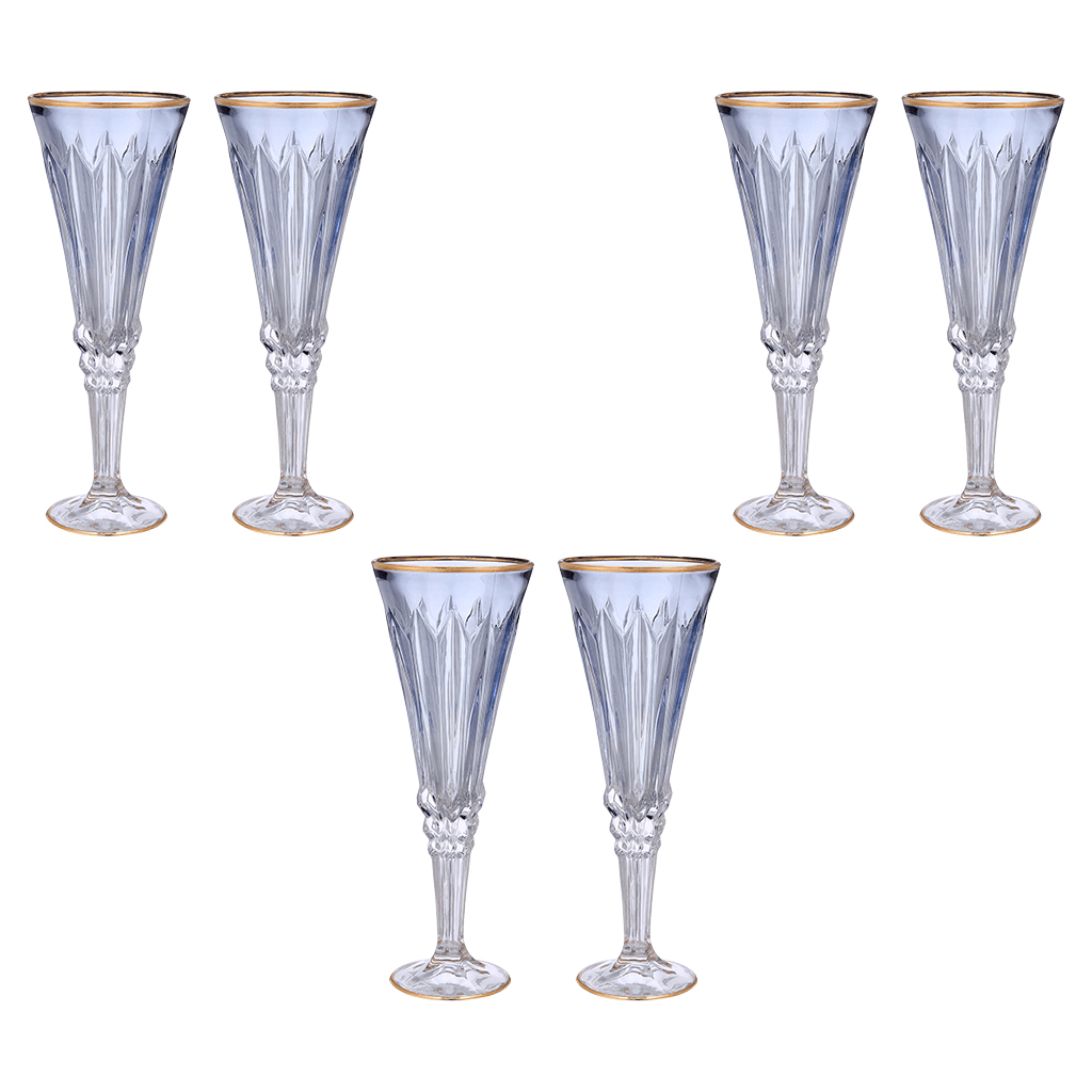 Flute Glass Set 6 Pieces - Blue & Gold - 120ml - 2700011000