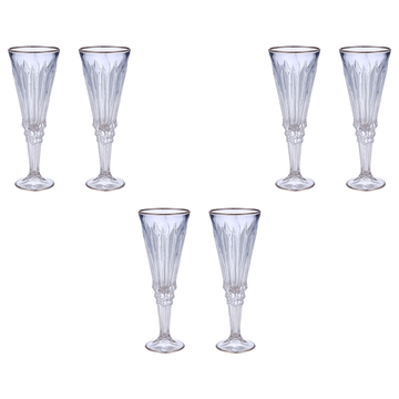 Flute Glass Set 6 Pieces - Blue & Silver - 120ml - 2700011001
