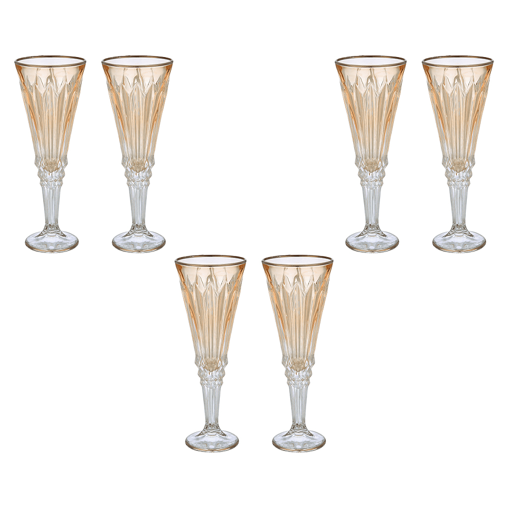 Flute Glass Set 6 Pieces - Honey & Silver - 120ml - 2700011002