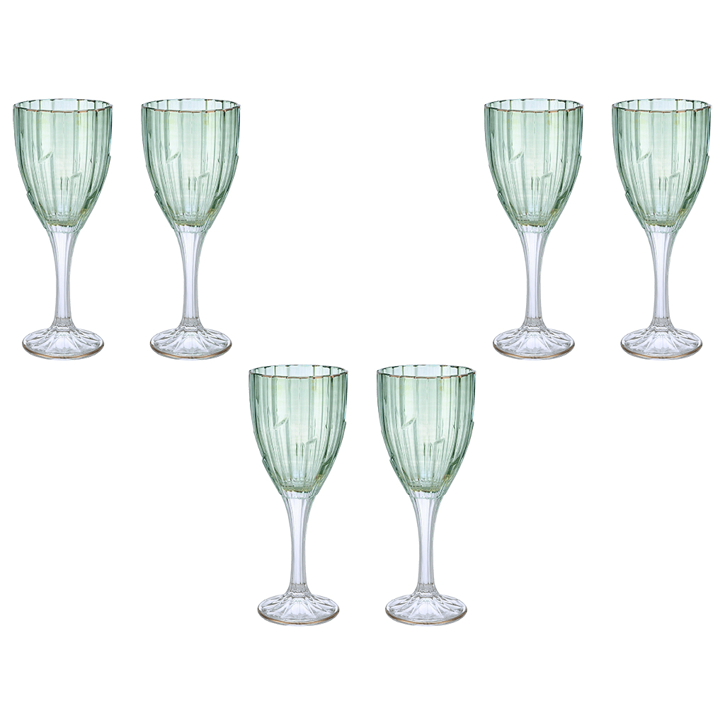 Goblet Glass Set 6 Pieces - Green & Silver - 250ml - 2700011004