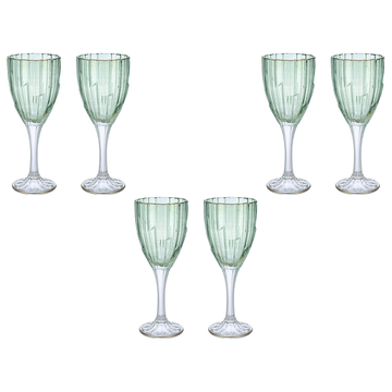 Goblet Glass Set 6 Pieces - Green & Silver - 250ml - 2700011004