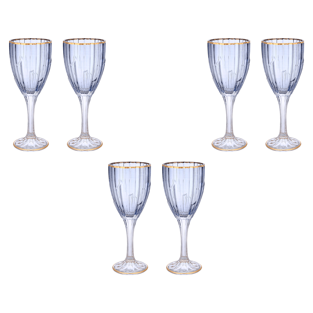 Goblet Glass Set 6 Pieces - Blue & Gold - 250ml - 2700011005