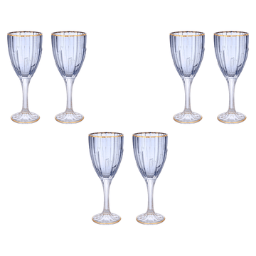 Goblet Glass Set 6 Pieces - Blue & Gold - 250ml - 2700011005